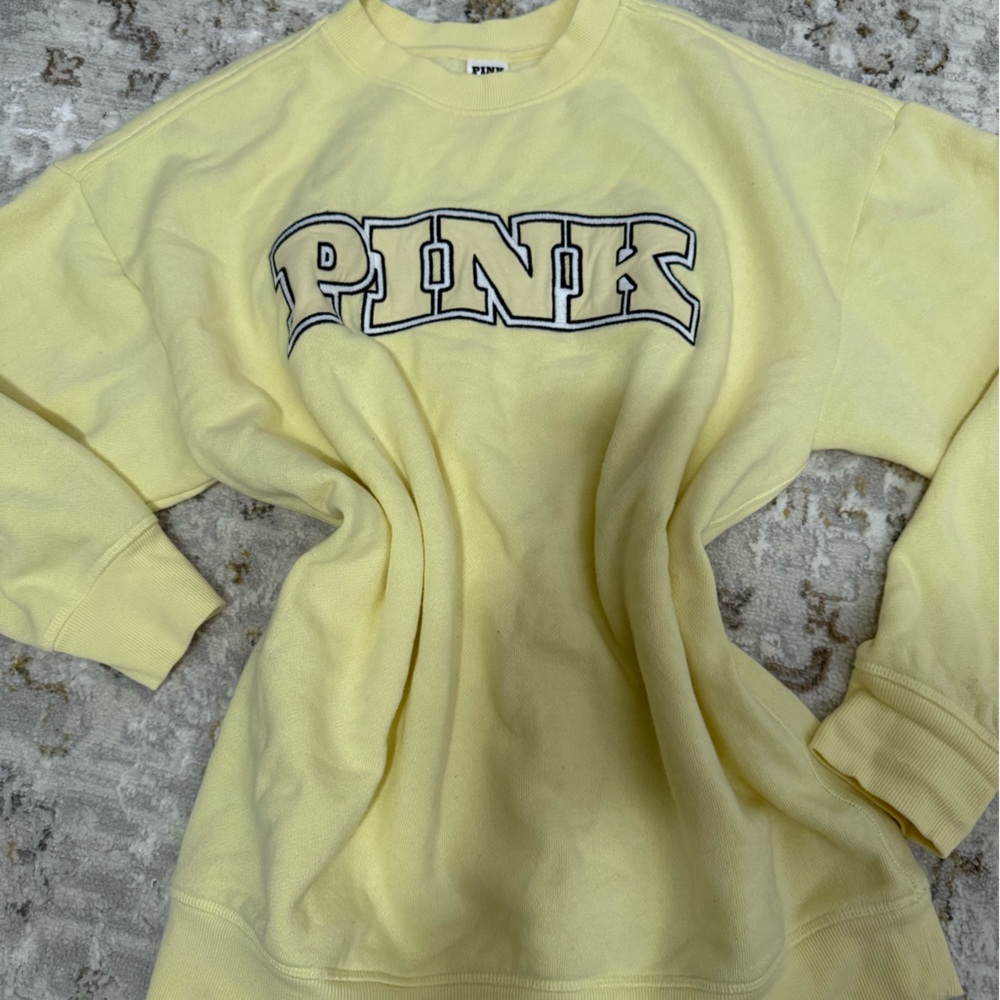 PINK Victoria's Secret Pale Yellow Pullover Sweatshirt